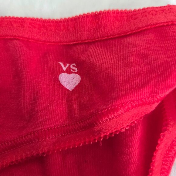 Victoria Secret Red Cotton Bikini Briefs Women's Large VS Heart Logo Vintage - Picture 2 of 4